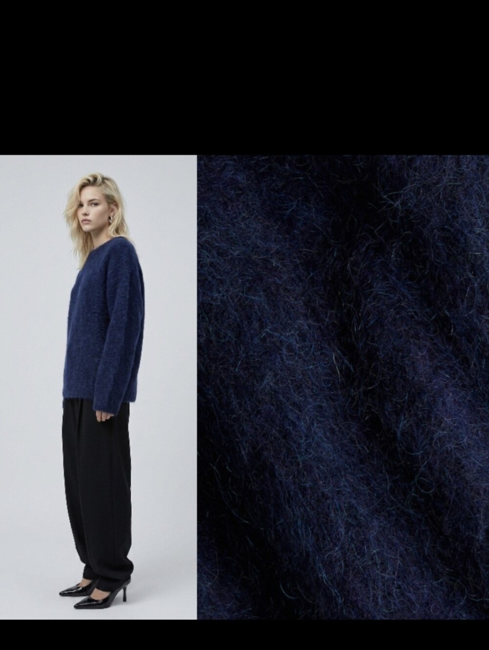 H&M Premium Oversized Mohair-Blend Sweater In Navy Pullover! XS NWOT